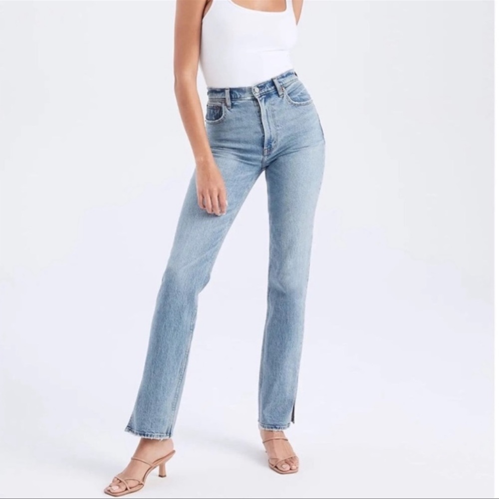 Abercrombie Curve Love 90's Ultra High Rise Straight Split Vent Denim Jeans 25 0